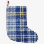 Blauw Geel Tartan: Modieuze Plaid Kleine Kerstsok (Voorkant)