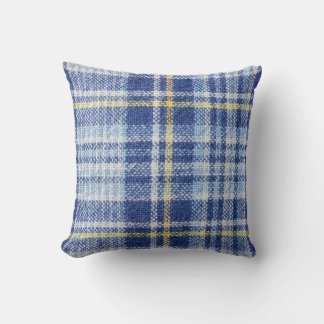 Blauw Geel Tartan: Modieuze Plaid Kussen