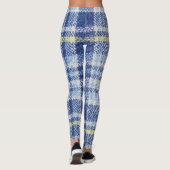 Blauw Geel Tartan: Modieuze Plaid Leggings (Achterkant)