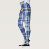 Blauw Geel Tartan: Modieuze Plaid Leggings (Links)