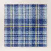 Blauw Geel Tartan: Modieuze Plaid Legpuzzel (Horizontaal)