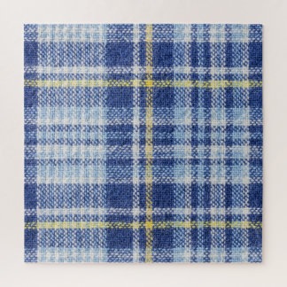 Blauw Geel Tartan: Modieuze Plaid Legpuzzel