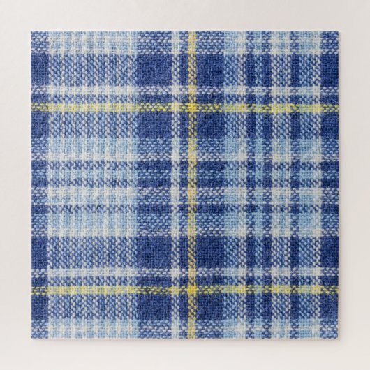 Blauw Geel Tartan: Modieuze Plaid Legpuzzel (Verticaal)