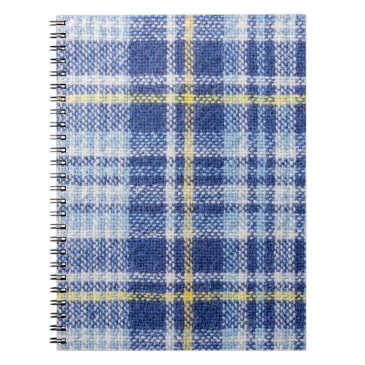 Blauw Geel Tartan: Modieuze Plaid Notitieboek (Voorkant)