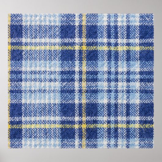 Blauw Geel Tartan: Modieuze Plaid Poster (Voorkant)