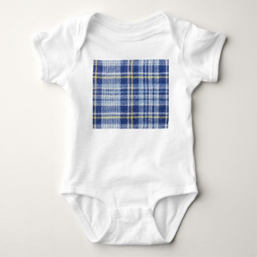 Blauw Geel Tartan: Modieuze Plaid Romper (Voorkant)