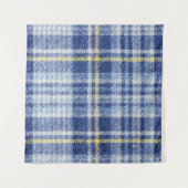 Blauw Geel Tartan: Modieuze Plaid Wandkleed (Voorkant)