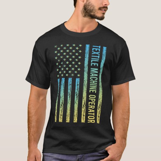 Blauw Geel Textielmachinist T-shirt (Voorkant)