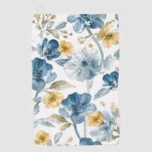 Blauw Geel Tuin Bloemen Botanisch Patroon