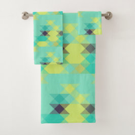 blauw geel turquoise geel en aqua  bad handdoek