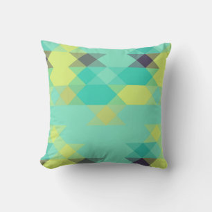 blauw geel turquoise geel en aqua kussen