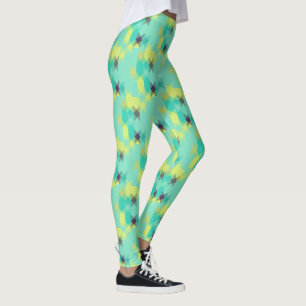 blauw geel turquoise geel en aqua leggings