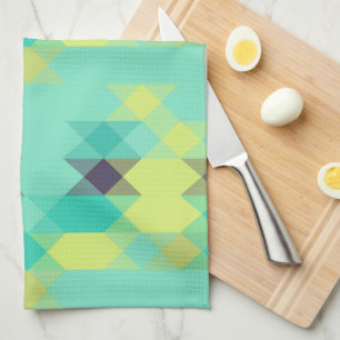 blauw geel turquoise geel en aqua theedoek