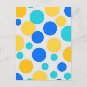 Blauw Geel Turquoise Stippen Briefkaart