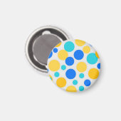 Blauw Geel Turquoise Stippen Magneet (Voorkant / Achterkant)