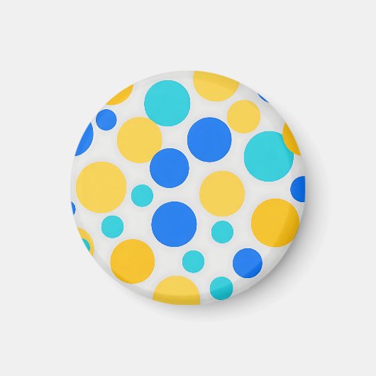 Blauw Geel Turquoise Stippen Magneet (Voorkant)
