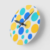 Blauw Geel Turquoise Stippen Ronde Klok (Hoek)