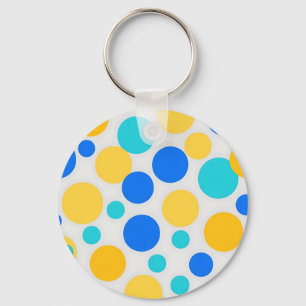 Blauw Geel Turquoise Stippen Sleutelhanger
