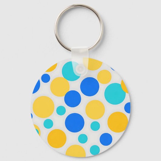 Blauw Geel Turquoise Stippen Sleutelhanger (Voorkant)