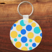 Blauw Geel Turquoise Stippen Sleutelhanger (Achterkant)