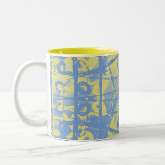 Blauw geel tweekleurige koffiemok (Links)