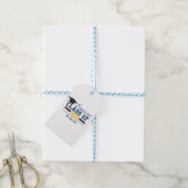 Blauw Geel Typografie Afstuderen Cadeau Labels Cadeaulabel (Met Touw)