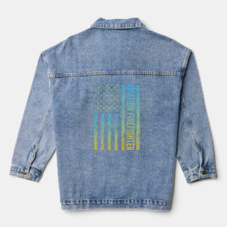 Blauw Geel USA Vlag - Brandweerman Denim Jacket