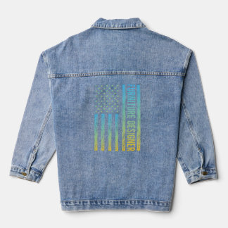 Blauw Geel USA Vlag - Meubelontwerper Denim Jacket