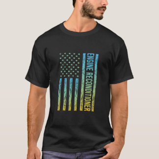 Blauw Geel USA Vlag - Motor Reconditioner T-shirt