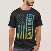 Blauw Geel USA Vlag - Piano Tuner T-shirt (Voorkant)