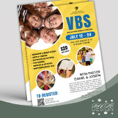 Blauw Geel VBS Vakantie Bijbel School Kerk Jeugd Flyer