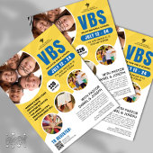 Blauw Geel VBS Vakantie Bijbel School Kerk Jeugd Flyer