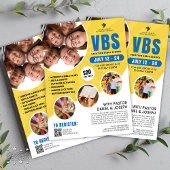 Blauw Geel VBS Vakantie Bijbel School Kerk Jeugd Flyer