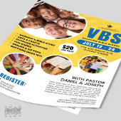 Blauw Geel VBS Vakantie Bijbel School Kerk Jeugd Flyer