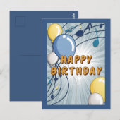 Blauw & Geel Verjaardag Kaart (Voorkant / Achterkant)