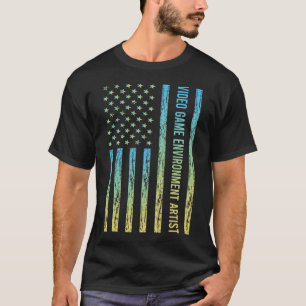 Blauw Geel Video Game Milieu Artiest T-shirt