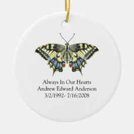 Blauw Geel Vlinder Herinneringssieraad Keramisch Ornament