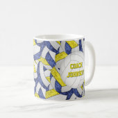 Blauw Geel Volleybal Team Kleuren Coach Dank u Koffiemok (Voorkant rechts)