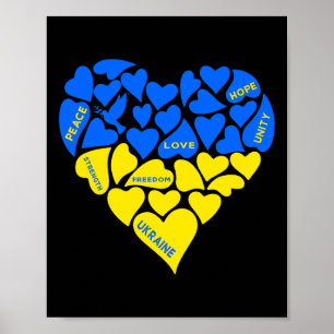 Blauw Geel Vredesduif Hart Oekraine Hoop Liefde Uk Poster