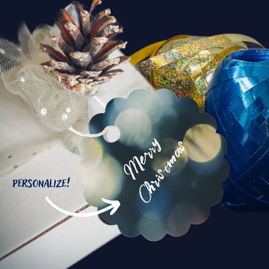 Blauw geel Vrolijk kerstfeest Bedankjes Labels