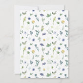 Blauw geel waterverf bloem bohemian bruiloft kaart (Achterkant)