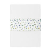 Blauw geel waterverf bloem bruiloft buik band uitnodigingen wikkel (Achterkant Voorbeeld)