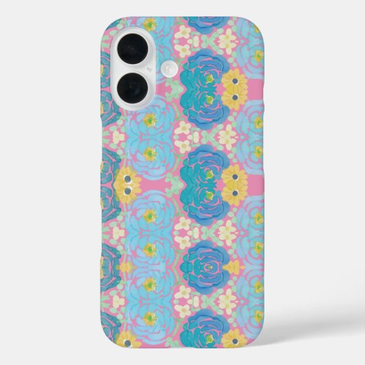 Blauw & Geel Waterverf Bloemmotief Case-Mate iPhone Case (Achterkant)