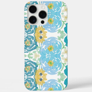 Blauw & Geel Waterverf Bloemmotief iPhone 16 Pro Max Hoesje