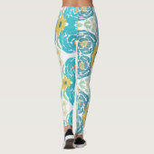 Blauw & Geel Waterverf Bloemmotief Leggings (Achterkant)