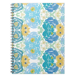 Blauw & Geel Waterverf Bloemmotief Notitieboek
