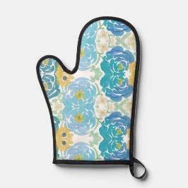 Blauw & Geel Waterverf Bloemmotief Ovenwant