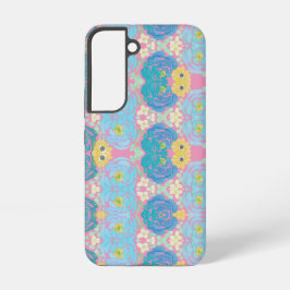 Blauw & Geel Waterverf Bloemmotief Samsung Galaxy Hoesje