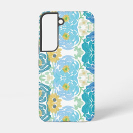 Blauw & Geel Waterverf Bloemmotief Samsung Galaxy Hoesje