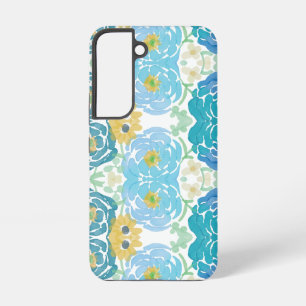 Blauw & Geel Waterverf Bloemmotief Samsung Galaxy Hoesje